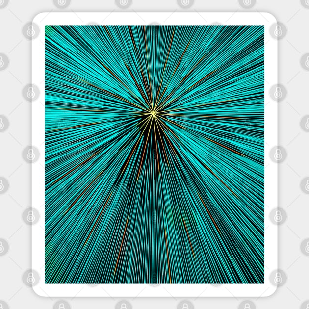 A colorful hyperdrive explosion - turquiose with yellow highlights version Sticker by DaveDanchuk